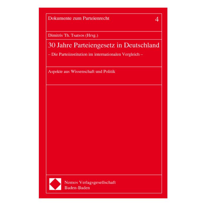 30 Jahre Parteiengesetz in Deutschland