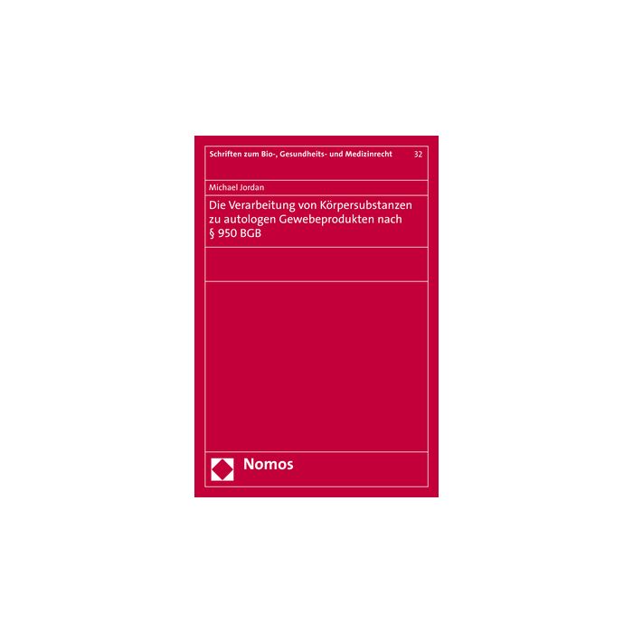 Die Verarbeitung von Körpersubstanzen zu autologen Gewebeprodukten nach § 950 BGB