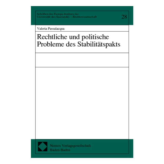 Rechtliche und politische Probleme des Stabilitätspakts