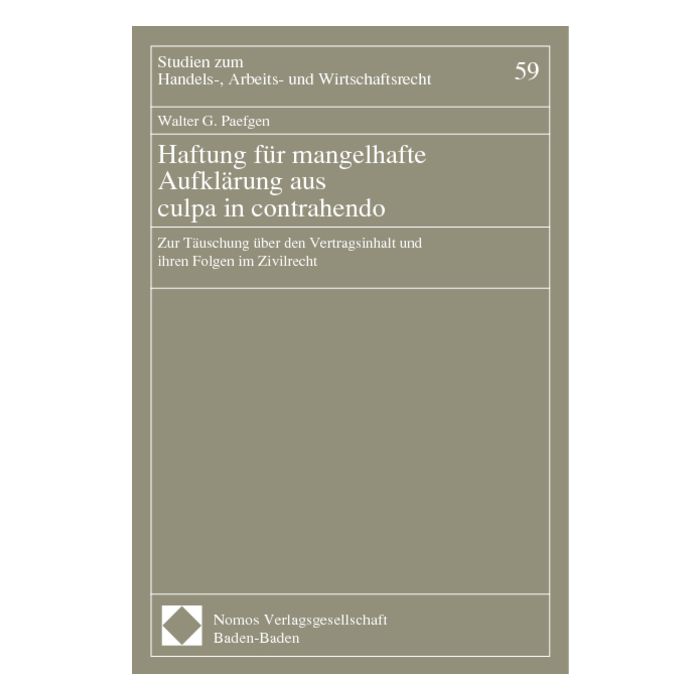 Haftung für mangelhafte Aufklärung aus culpa in contrahendo