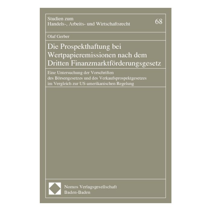 Die Prospekthaftung bei Wertpapieremissionen nach dem Dritten Finanzmarktförderungsgesetz