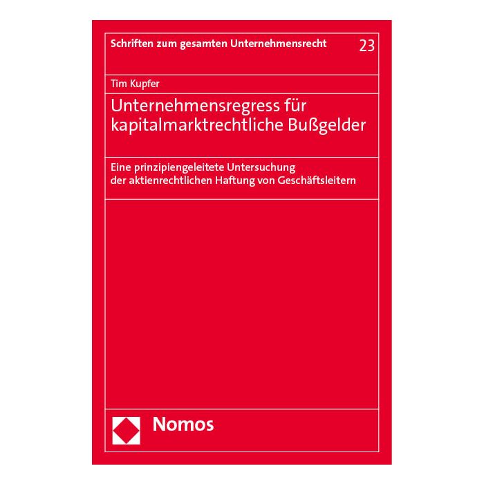 Unternehmensregress für kapitalmarktrechtliche Bußgelder