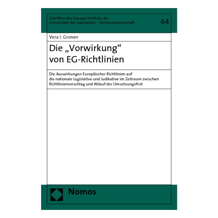 Die "Vorwirkung" von EG-Richtlinien