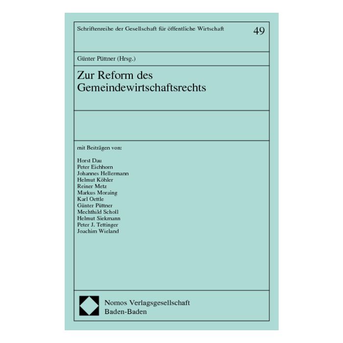 Zur Reform des Gemeindewirtschaftsrechts