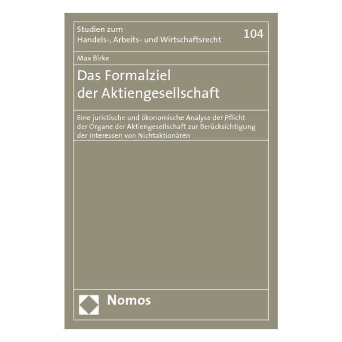 Das Formalziel der Aktiengesellschaft