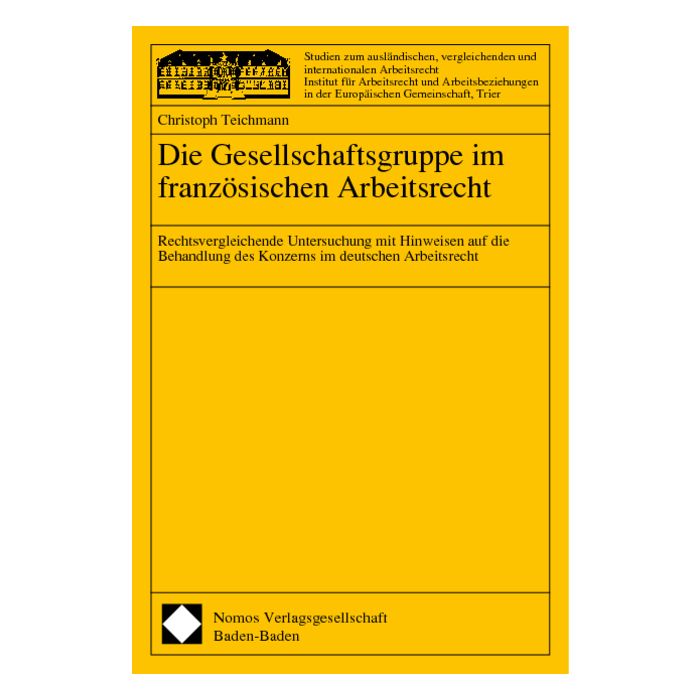 Die Gesellschaftsgruppe im französischen Arbeitsrecht