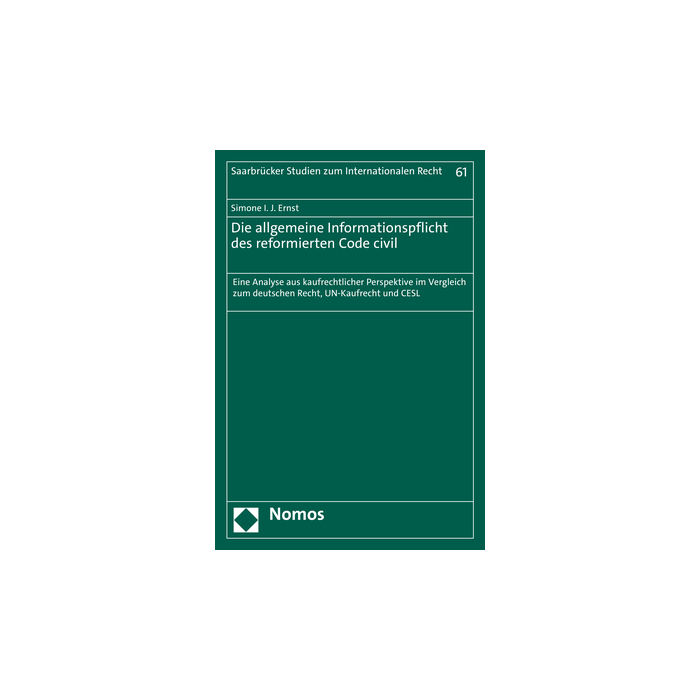 Die allgemeine Informationspflicht des reformierten Code civil Die allgemeine Informationspflicht des reformierten Code civil
