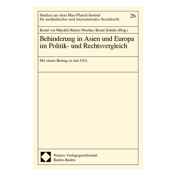 Behinderung in Asien und Europa im Politik- und Rechtsvergleich Behinderung in Asien und Europa im Politik- und Rechtsvergleich