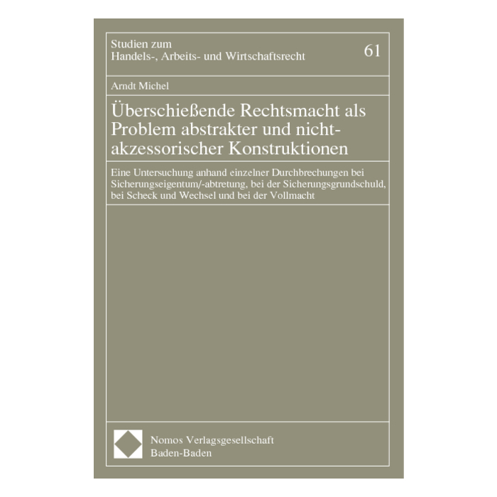 Überschießende Rechtsmacht als Problem abstrakter und nicht-akzessorischer Konstruktionen Überschießende Rechtsmacht als Problem abstrakter und nicht-akzessorischer Konstruktionen