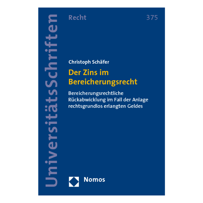 Der Zins im Bereicherungsrecht Der Zins im Bereicherungsrecht