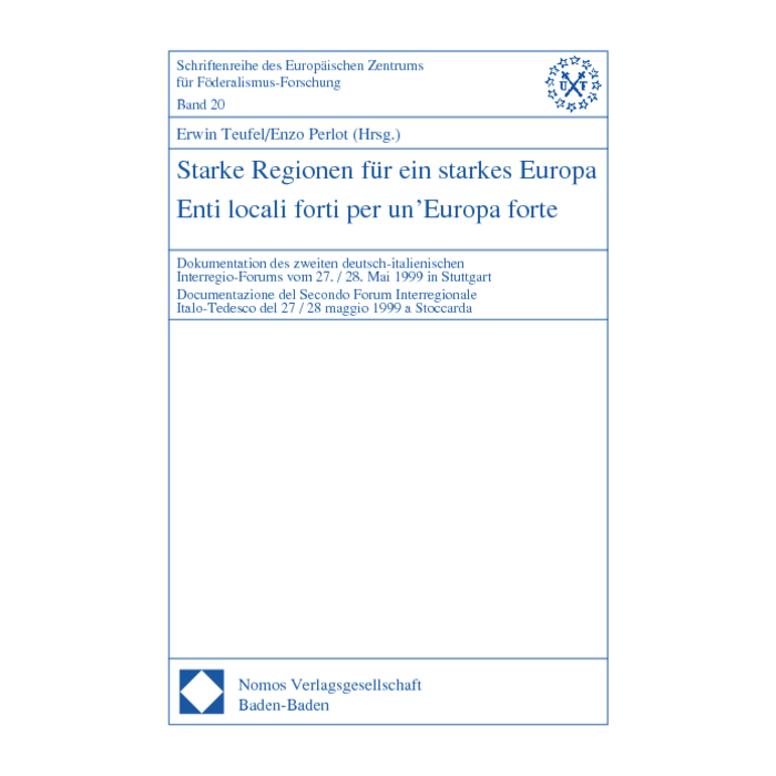 Starke Regionen für ein starkes Europa - Enti locali forti per un'Europa forte Starke Regionen für ein starkes Europa - Enti locali forti per un'Europa forte