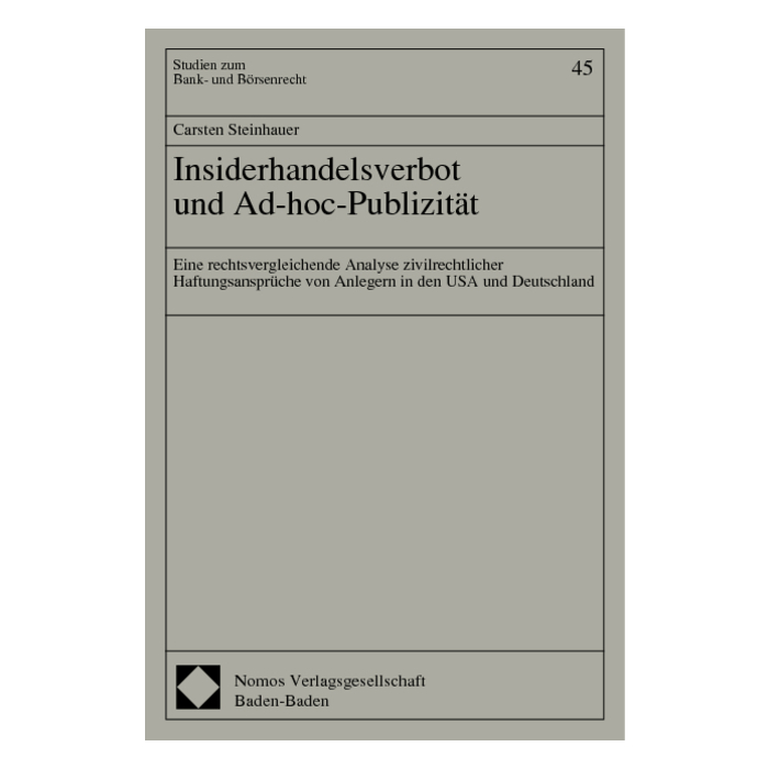 Insiderhandelsverbot und Ad-hoc-Publizität Insiderhandelsverbot und Ad-hoc-Publizität