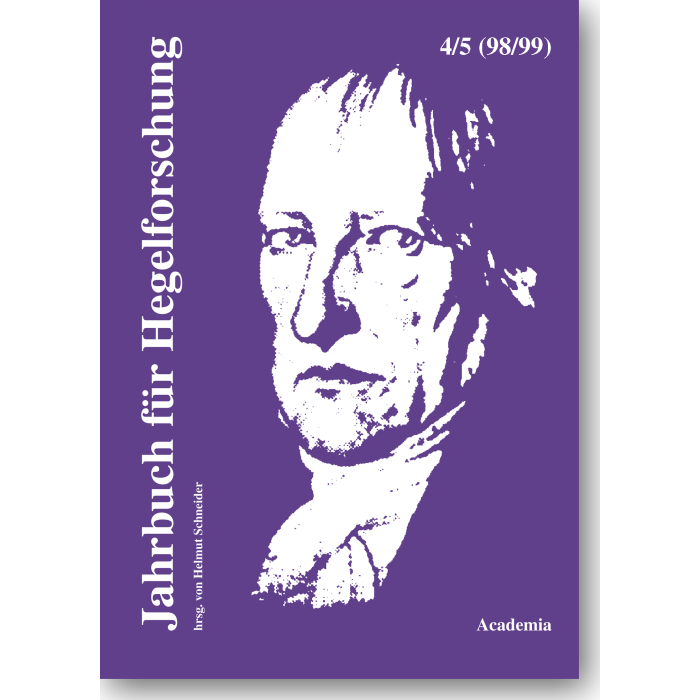 Jahrbuch für Hegelforschung Jahrbuch für Hegelforschung