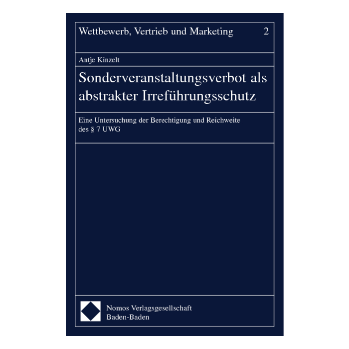 Sonderveranstaltungsverbot als abstrakter Irreführungsschutz Sonderveranstaltungsverbot als abstrakter Irreführungsschutz