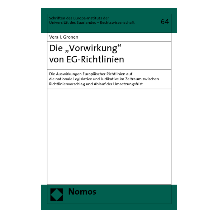 Die "Vorwirkung" von EG-Richtlinien Die "Vorwirkung" von EG-Richtlinien
