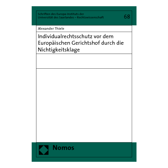 Individualrechtsschutz vor dem Europäischen Gerichtshof durch die Nichtigkeitsklage Individualrechtsschutz vor dem Europäischen Gerichtshof durch die Nichtigkeitsklage