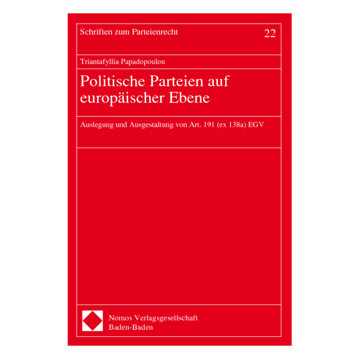 Politische Parteien auf europäischer Ebene Politische Parteien auf europäischer Ebene