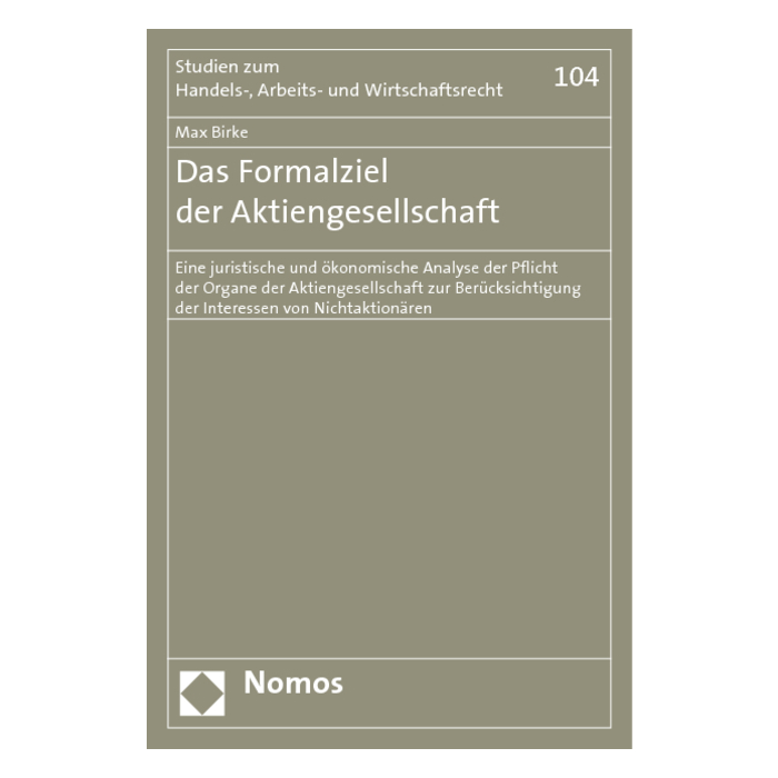 Das Formalziel der Aktiengesellschaft Das Formalziel der Aktiengesellschaft