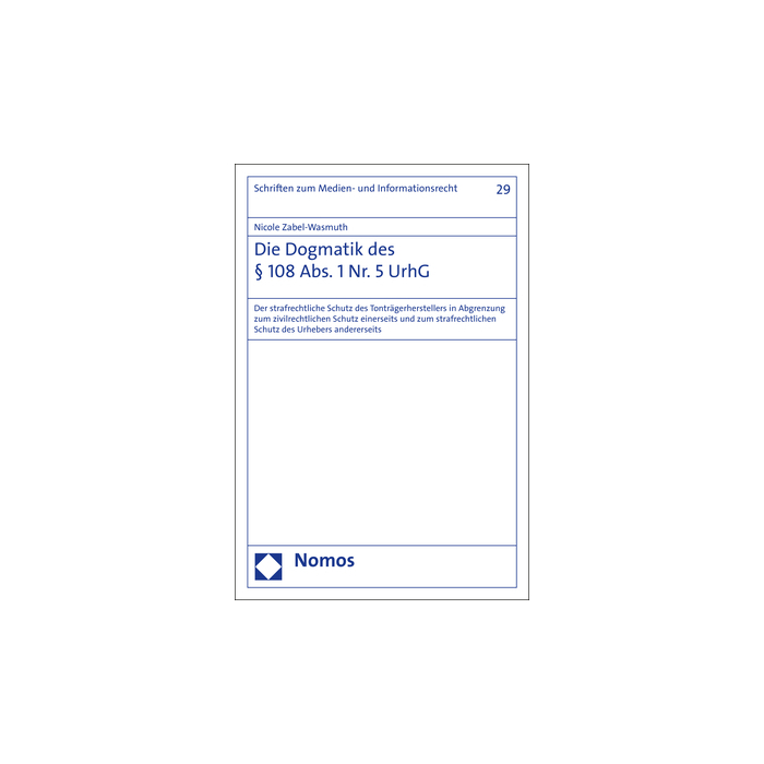 Die Dogmatik des § 108 Abs. 1 Nr. 5 UrhG Die Dogmatik des § 108 Abs. 1 Nr. 5 UrhG