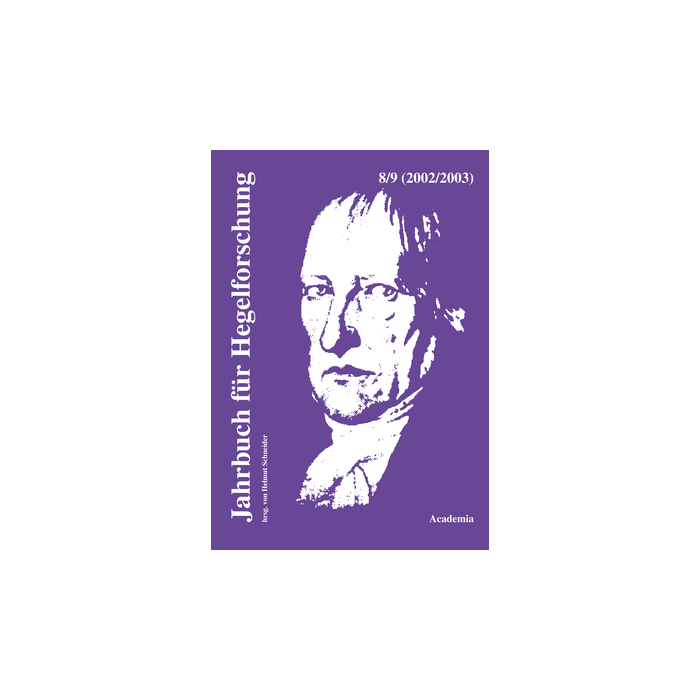 Jahrbuch für Hegelforschung Jahrbuch für Hegelforschung