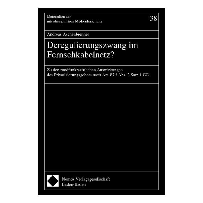 Deregulierungszwang im Fernsehkabelnetz ? Deregulierungszwang im Fernsehkabelnetz ?