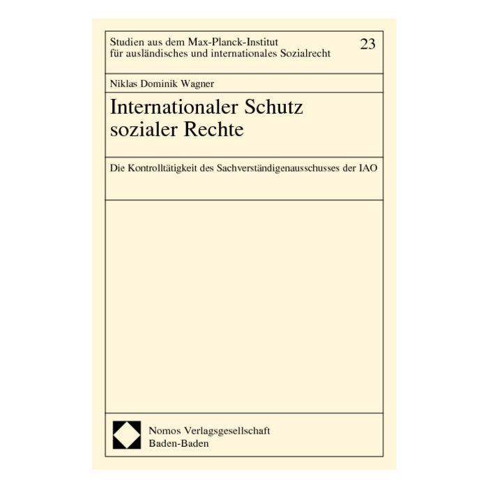 Internationaler Schutz sozialer Rechte Internationaler Schutz sozialer Rechte